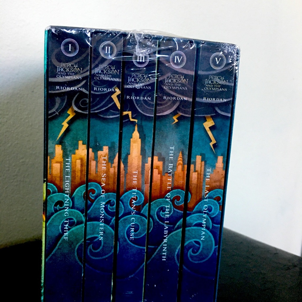 Percy Jackson and the Olympians 5 Book Paperback Boxed Set NEW with bonus poster